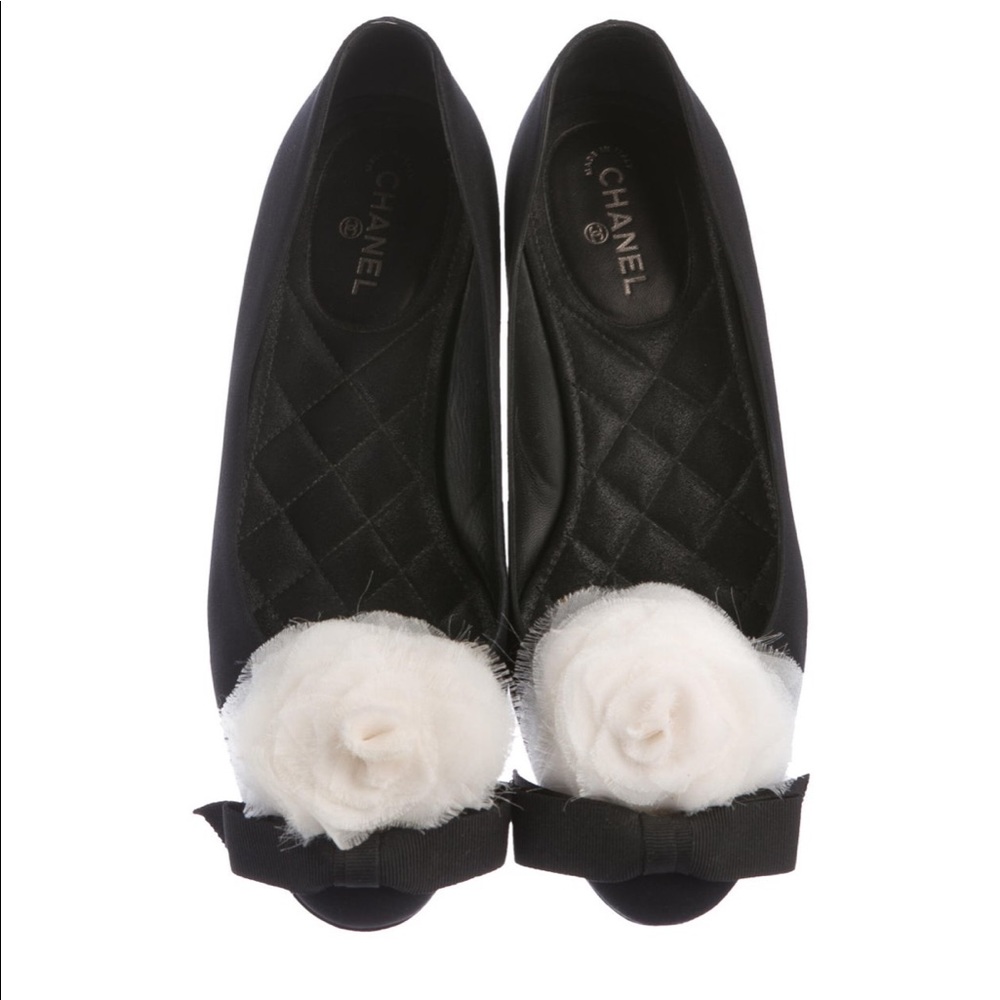 Chanel Floral Print Round Toe Flats